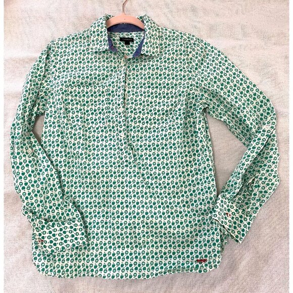 Talbots Sz 8 Green Apple Long Sleeve Button Shirt Novelty Fall Cottagecore Teach - Picture 12 of 12
